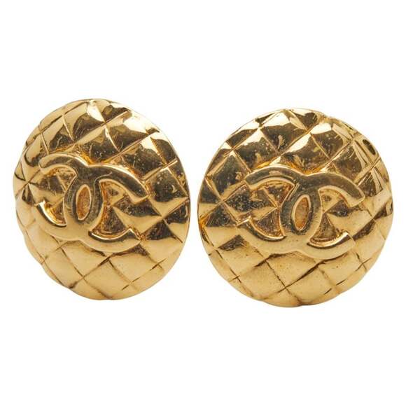 CHANEL Gold Logo Earrings - Picture 1 of 5